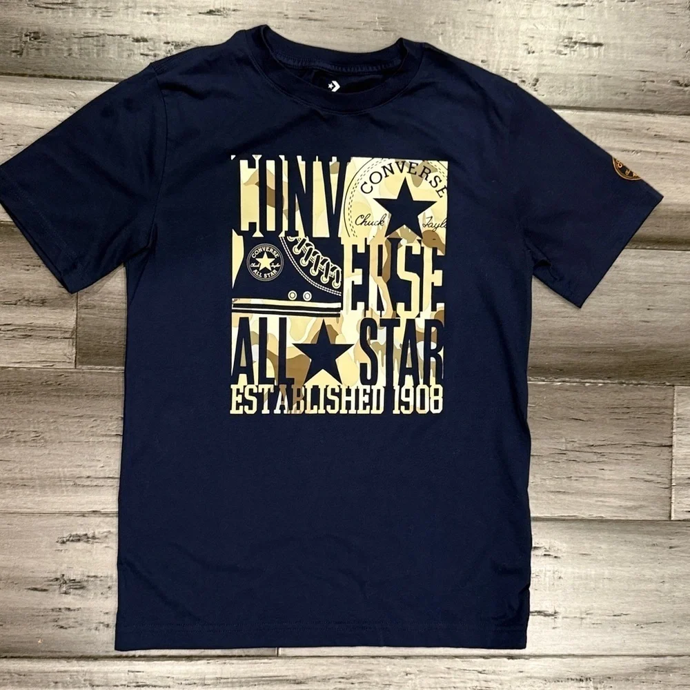 NWOT, Converse Navy Tee with camo Graphics